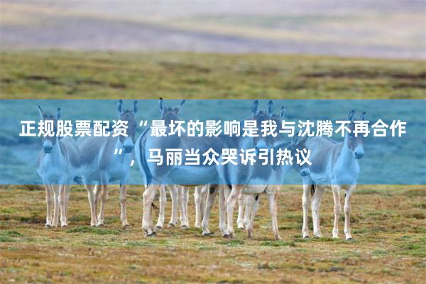 正规股票配资 “最坏的影响是我与沈腾不再合作”，马丽当众哭诉引热议